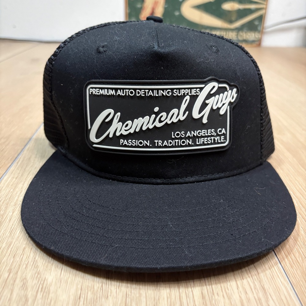 Chemical Guys Los Angeles Black Trucker Hat Snapback Auto Detailing Supplies Cap